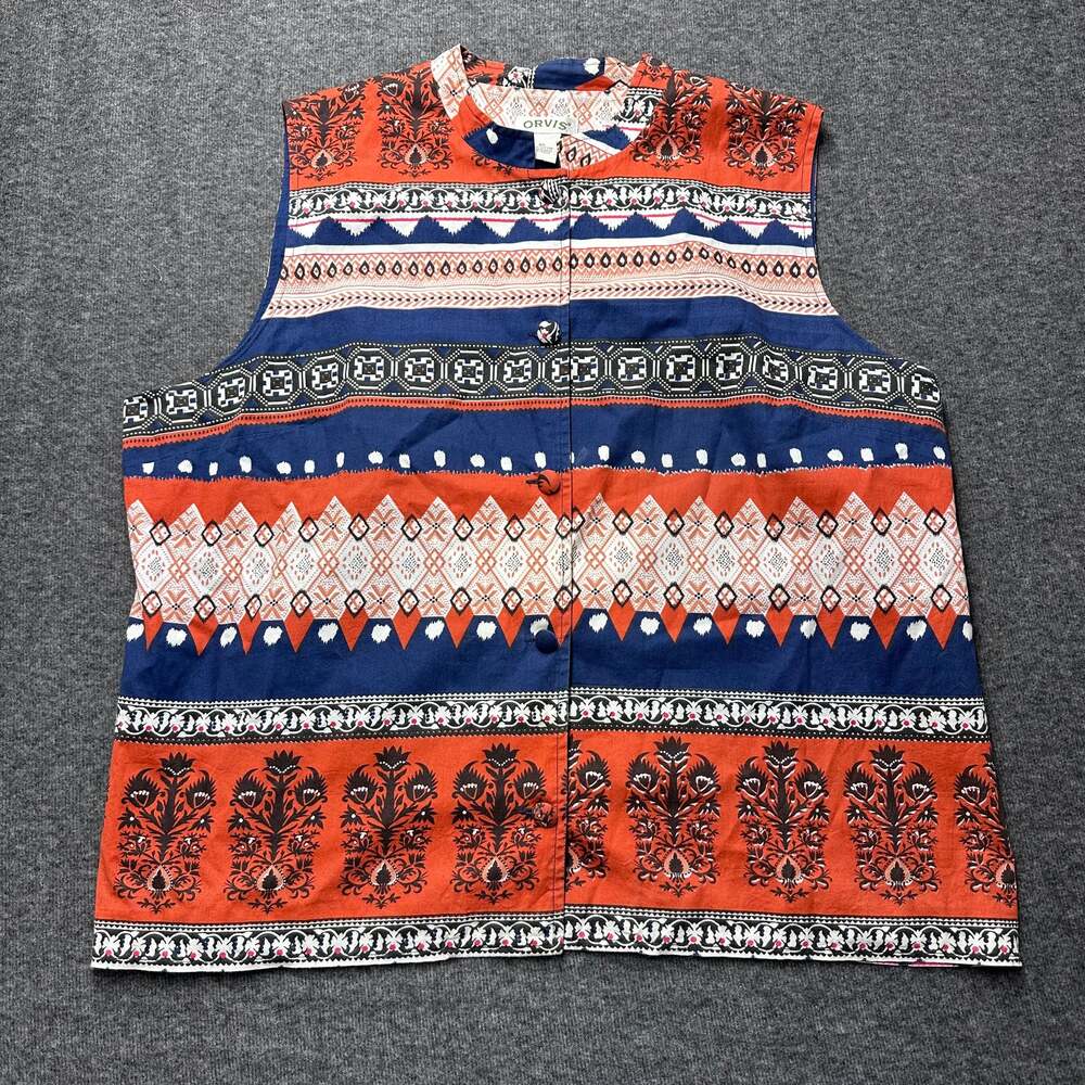 Orvis Vintage Multi-Color Button Front Vest